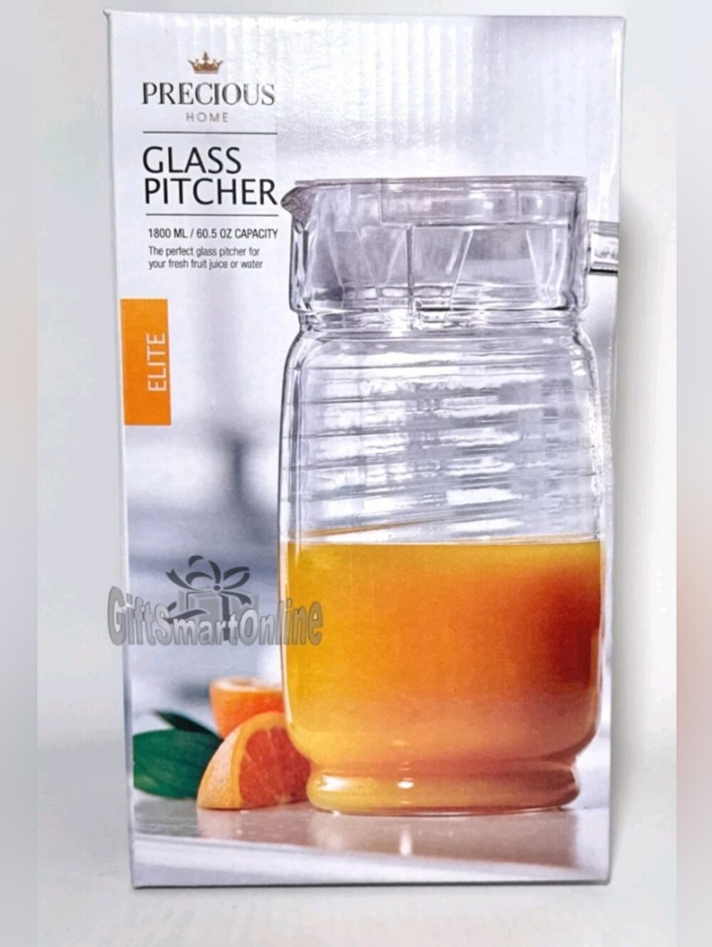 PRECIOUS Home Glass Pitcher - Clear with Orange Juice